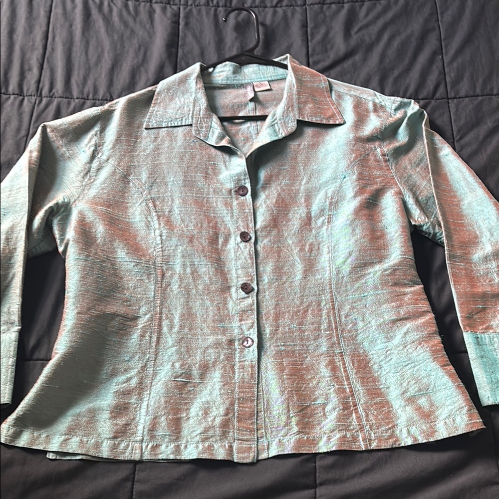 Anu Brand Shimmering Button-Up Blouse XL